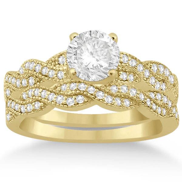 Infinity Style Bridal Set w/ Diamond Accents 18k Yellow Gold (0.55ct)