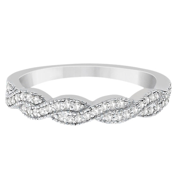 Diamond Infinity Semi Eternity Wedding Band  18k White Gold (0.30ct)