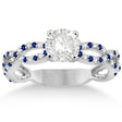 Pave Diamond & Blue Sapphire Infinity Eternity Engagement Ring 18k White Gold (0.40ct)