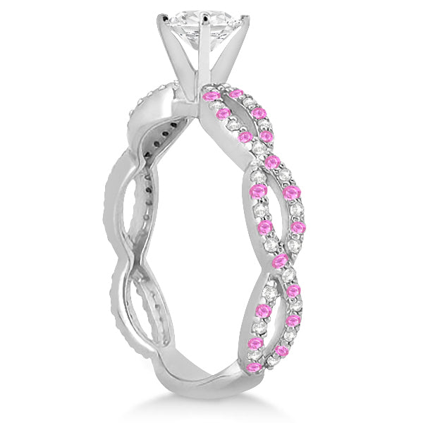 Pave Diamond & Pink Sapphire Infinity Eternity Engagement Ring 14k White Gold (0.40ct)