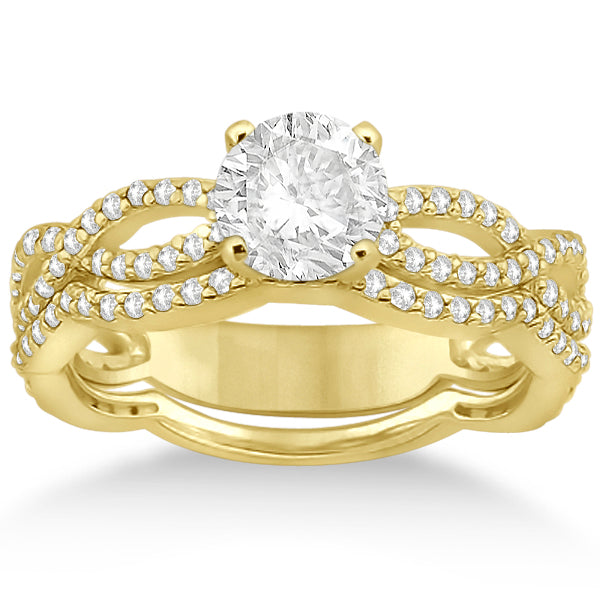 Infinity Diamond Engagement Ring with Band 14k Yellow Gold (0.65ct)