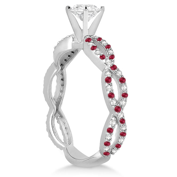 Infinity Diamond & Ruby Engagement Ring with Band 18k White Gold (0.65ct)