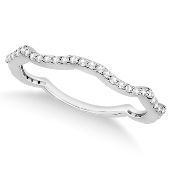 Curved Eternity Diamond Wedding Band 14k White Gold Setting (0.25ct)