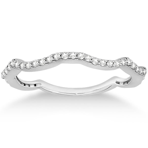 Curved Eternity Diamond Wedding Band 14k White Gold Setting (0.25ct)