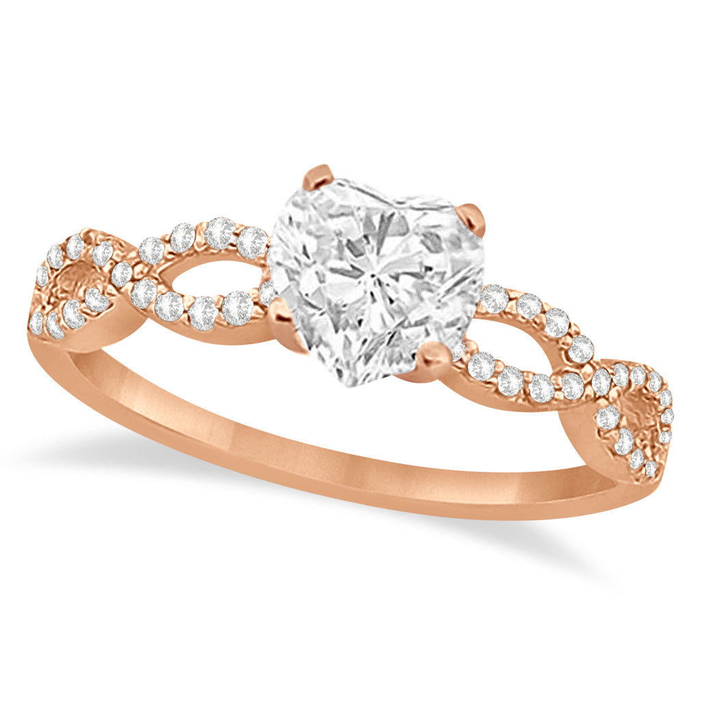 Twisted Infinity Heart Diamond Engagement Ring 18k Rose Gold (1.50ct)