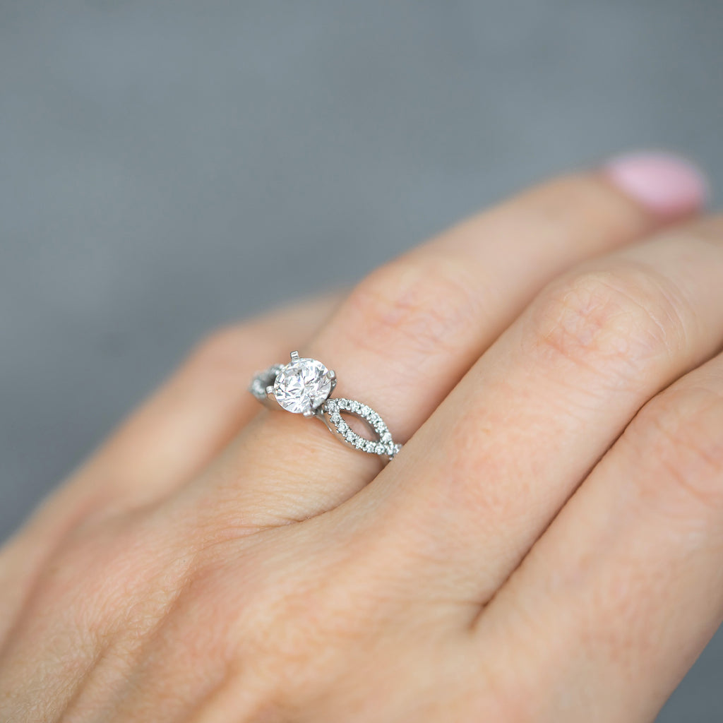 Twisted Infinity Diamond Engagement Ring Setting 14K White Gold (0.21ct)