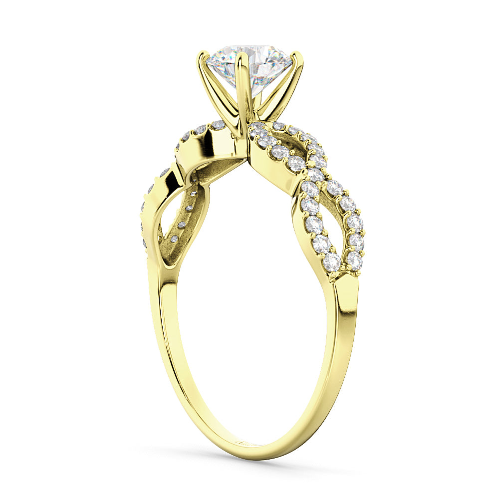 Twisted Infinity Diamond Engagement Ring Setting 14K Yellow Gold (0.21ct)