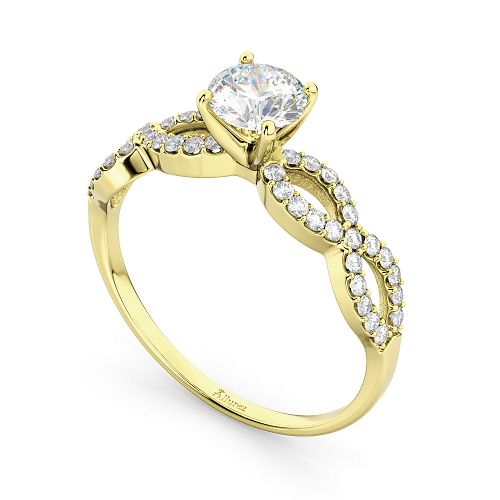 Twisted Infinity Diamond Engagement Ring Setting 14K Yellow Gold (0.21ct)