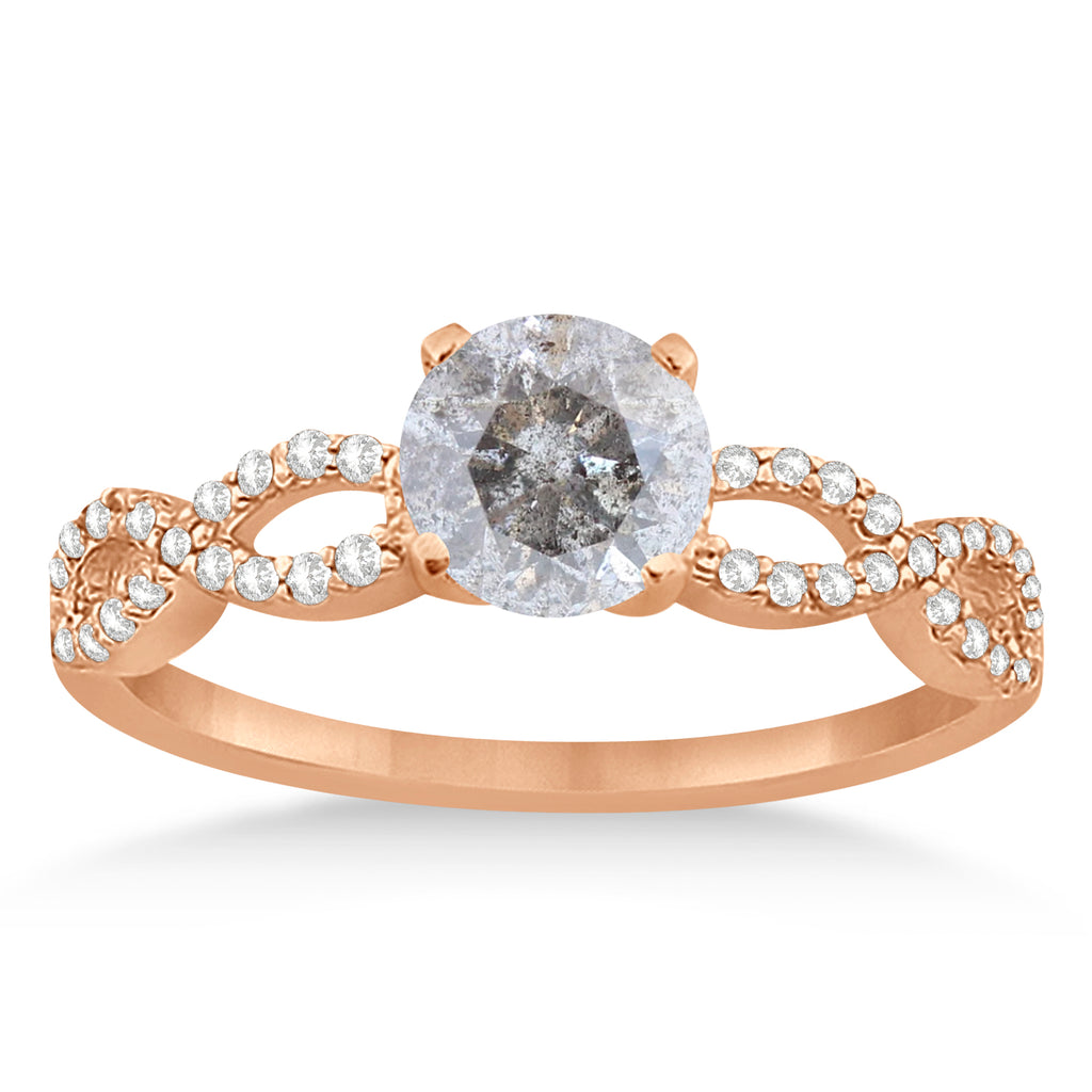 Twisted Infinity Round Salt & Pepper Diamond Engagement Ring 18k Rose Gold (2.00ct)