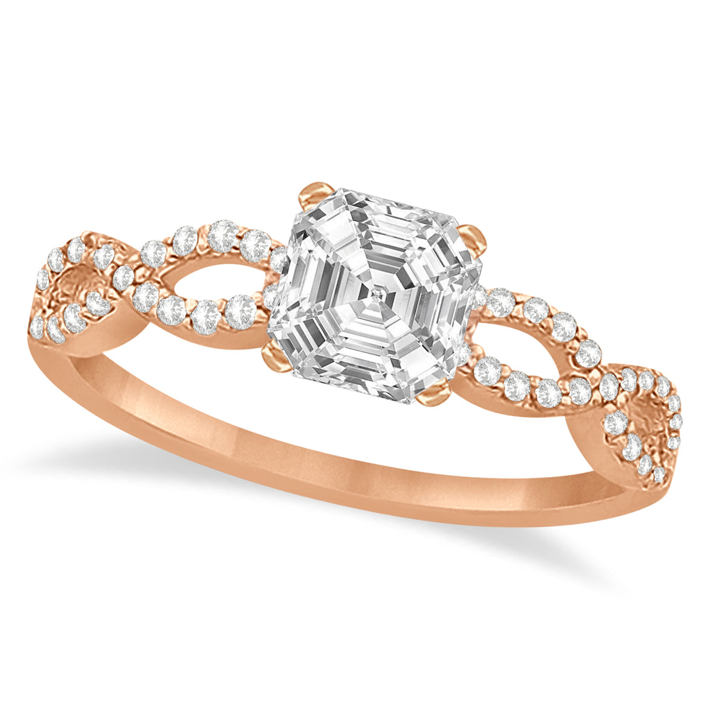 Infinity Asscher-Cut Diamond Engagement Ring 14k Rose Gold (0.75ct)