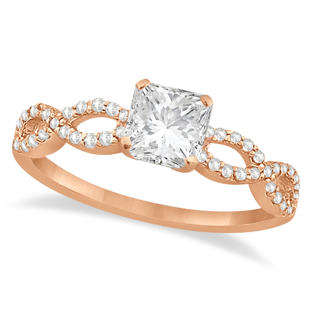 Infinity Princess Cut Lab Diamond Engagement Ring 18k Rose Gold (0.75ct)