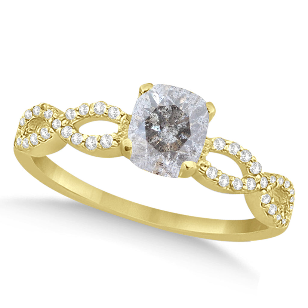 Infinity Cushion-Cut Salt & Pepper Diamond Engagement Ring 14k Yellow Gold (1.00ct)
