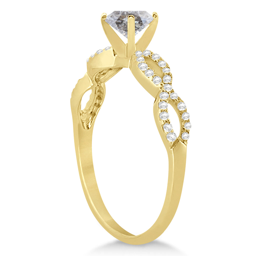 Infinity Cushion-Cut Salt & Pepper Diamond Engagement Ring 14k Yellow Gold (1.00ct)