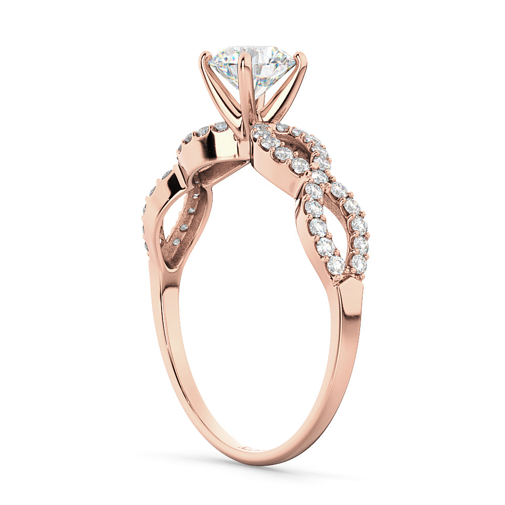 Twisted Infinity Lab Grown Diamond Engagement Ring Setting 18K Rose Gold (0.21ct)