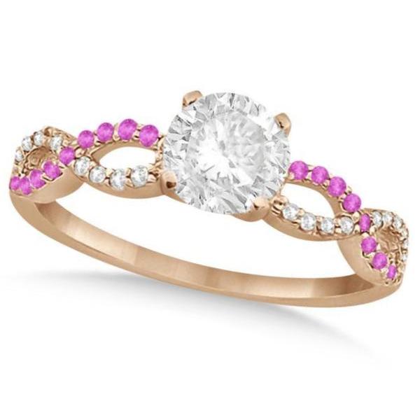 Infinity Round Diamond Pink Sapphire Engagement Ring 14k Rose Gold (1.50ct)