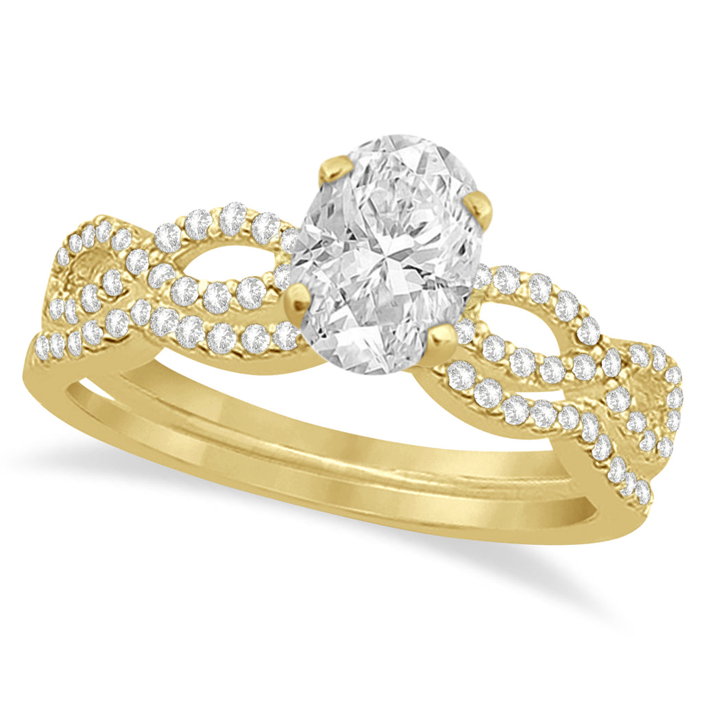 Twisted Infinity Oval Lab Diamond Bridal Set 18k Yellow Gold (0.88ct)