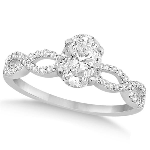 Twisted Infinity Oval Diamond Bridal Set 14k White Gold (1.63ct)