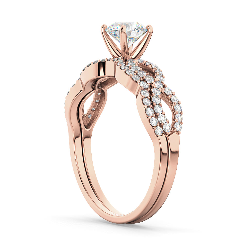 Infinity Twisted Diamond Matching Bridal Set in 14K Rose Gold (0.34ct)