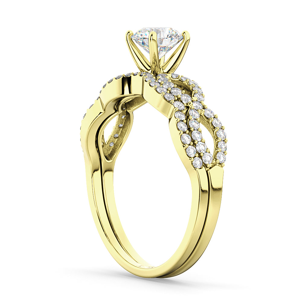Infinity Twisted Diamond Matching Bridal Set in 14K Yellow Gold (0.34ct)
