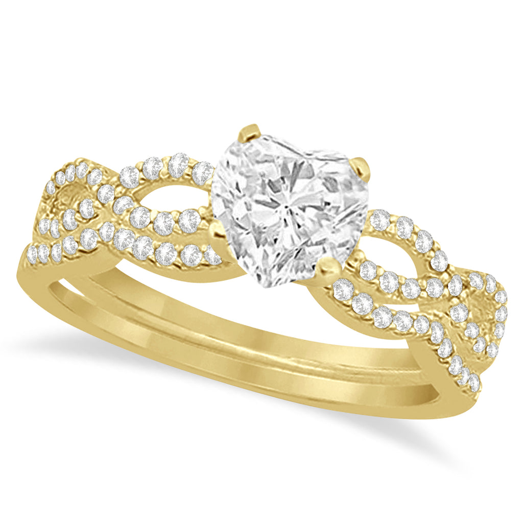 Twisted Infinity Heart Lab Diamond Bridal Set 14k Yellow Gold (2.13ct)