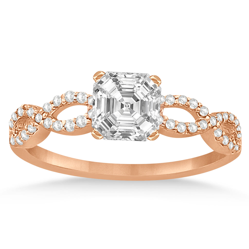 Infinity Asscher-Cut Lab Diamond Bridal Ring Set 14k Rose Gold (0.63ct)
