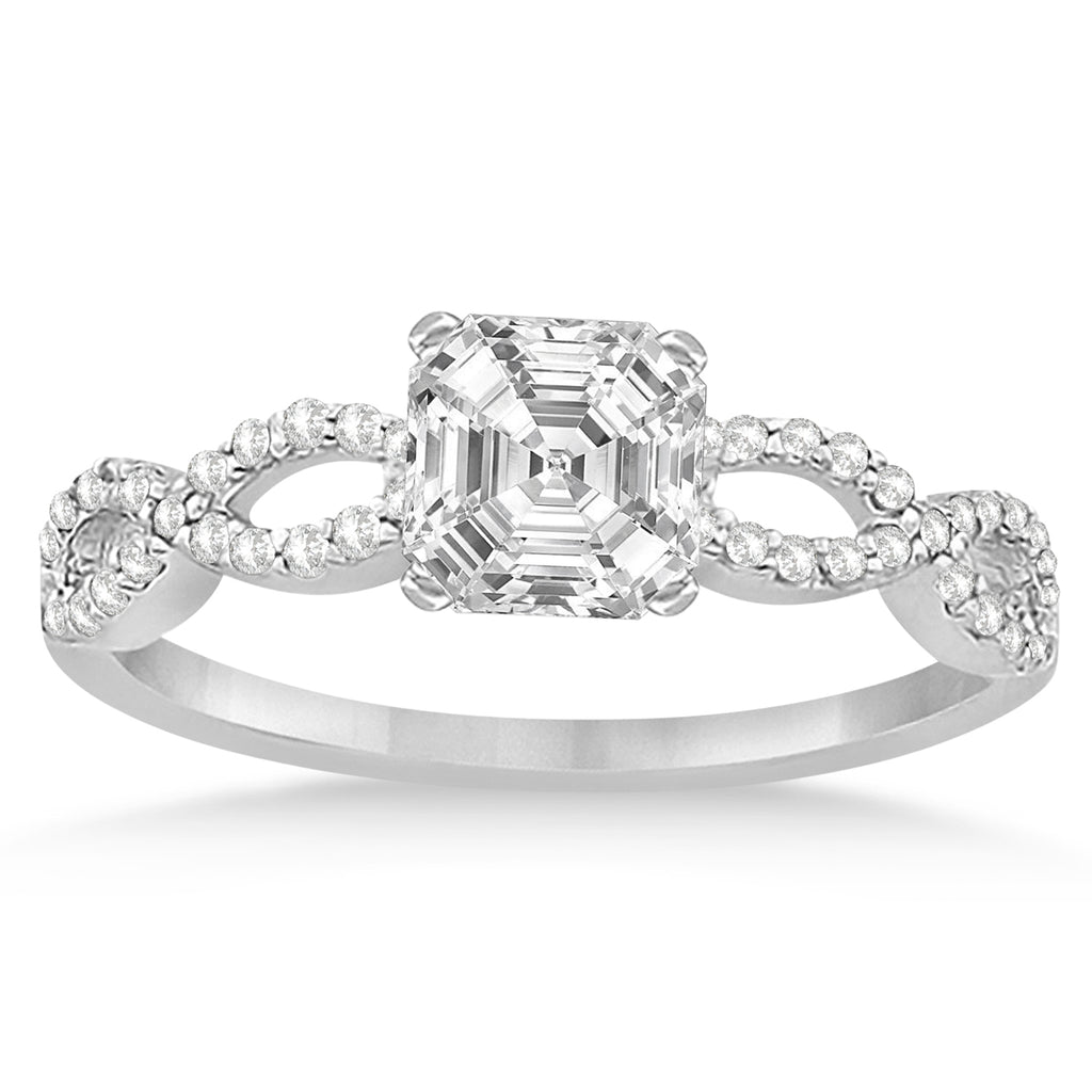 Infinity Asscher-Cut Lab Diamond Bridal Ring Set Palladium (0.63ct)