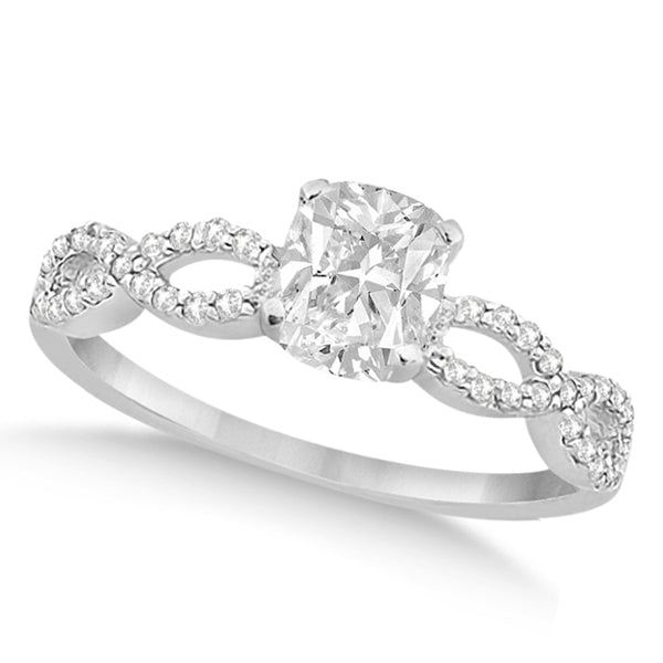 Infinity Cushion-Cut Lab Diamond Bridal Ring Set Palladium (0.63ct)