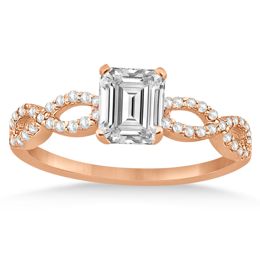 Infinity Emerald-Cut Lab Diamond Bridal Ring Set 14k Rose Gold (0.63ct)