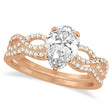 Infinity Pear-Cut Lab Diamond Bridal Ring Set 14k Rose Gold (0.63ct)