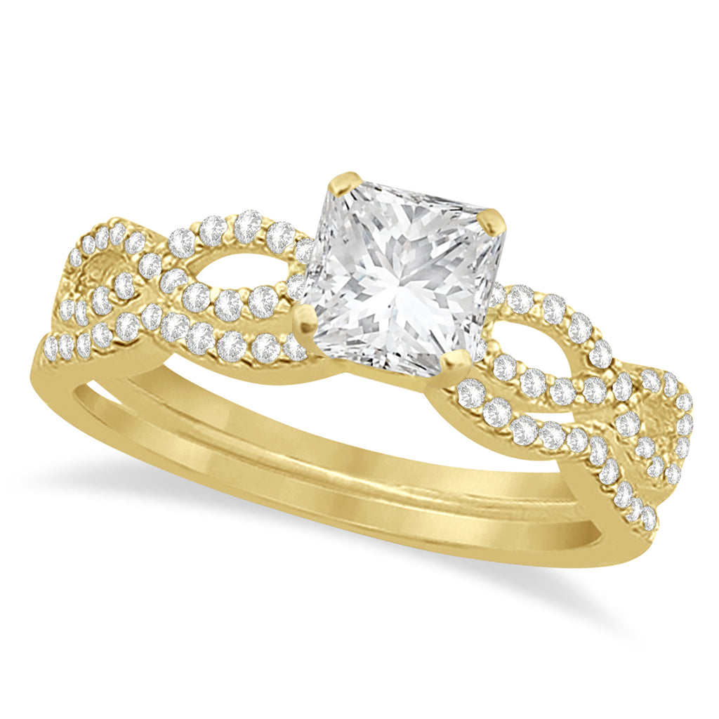 Infinity Princess Cut Diamond Bridal Ring Set 14k Yellow Gold (0.63ct)