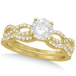 Twisted Infinity Round Lab Diamond Bridal Ring Set 14k Yellow Gold (0.63ct)