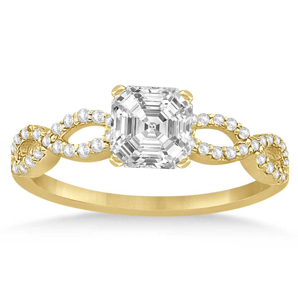 Infinity Asscher-Cut Diamond Bridal Ring Set 14k Yellow Gold (0.88ct)