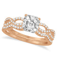 Infinity Asscher-Cut Lab Diamond Bridal Ring Set 14k Rose Gold (0.88ct)