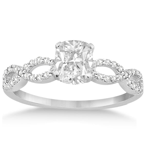 Infinity Cushion-Cut Diamond Bridal Ring Set 14k White Gold (0.88ct)