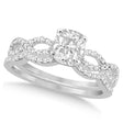 Infinity Cushion-Cut Diamond Bridal Ring Set Palladium (0.88ct)