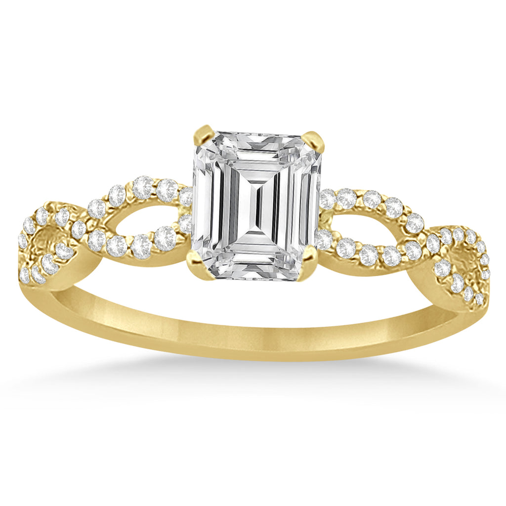 Infinity Emerald-Cut Lab Diamond Bridal Ring Set 18k Yellow Gold (0.88ct)