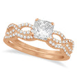 Infinity Princess Cut Lab Diamond Bridal Ring Set 14k Rose Gold (0.88ct)