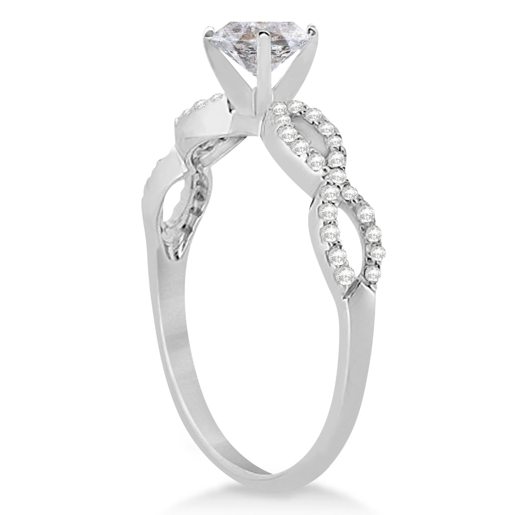 Twisted Infinity Round Salt & Pepper Diamond Bridal Ring Set 14k White Gold (0.88ct)