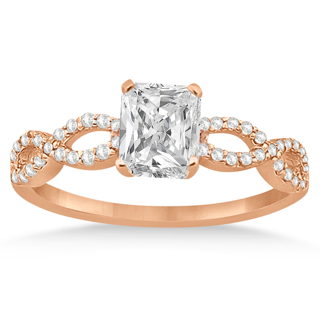 Infinity Radiant-Cut Lab Diamond Bridal Ring Set 14k Rose Gold (0.88ct)