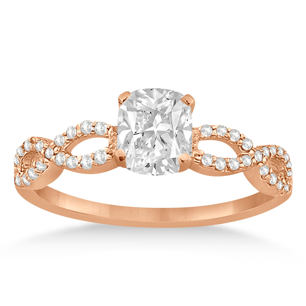 Infinity Cushion-Cut Lab Diamond Bridal Ring Set 14k Rose Gold (1.13ct)