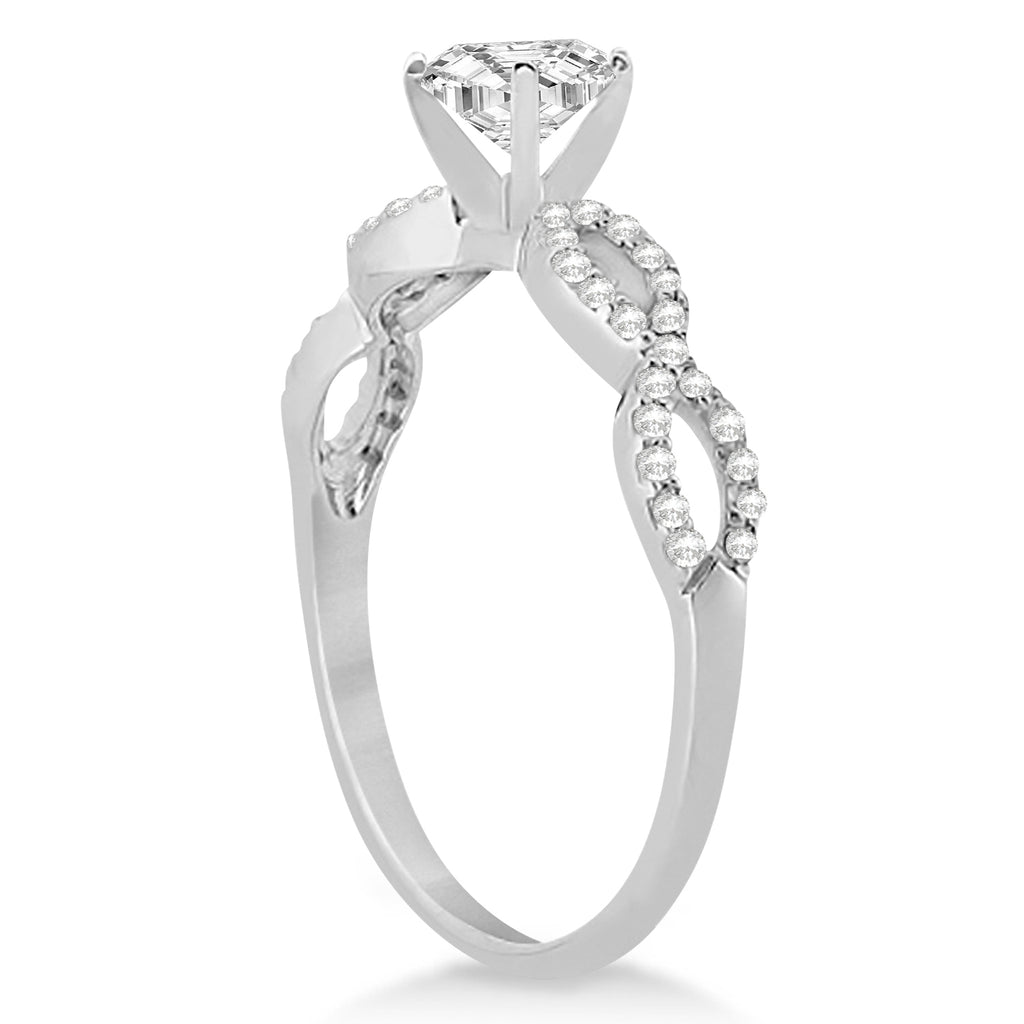 Infinity Emerald-Cut Diamond Bridal Ring Set 14k White Gold (1.13ct)