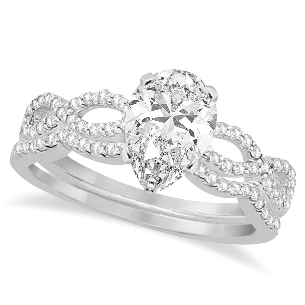 Infinity Pear-Cut Lab Diamond Bridal Ring Set 14k White Gold (1.13ct)