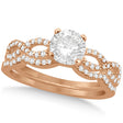 Twisted Infinity Round Lab Diamond Bridal Ring Set 14k Rose Gold (1.13ct)