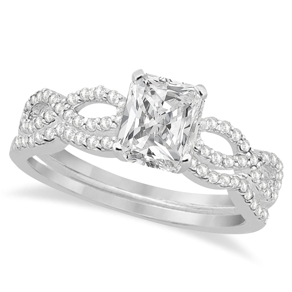Infinity Radiant-Cut Lab Diamond Bridal Ring Set Palladium (1.13ct)