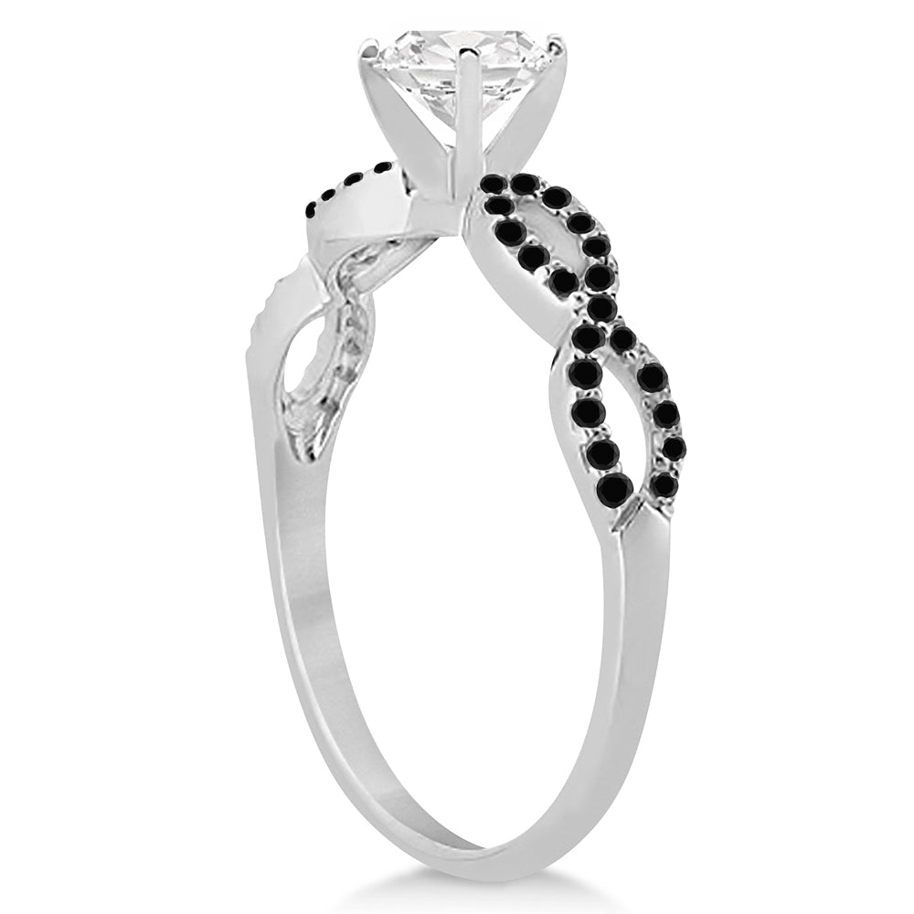 Infinity Twisted Black Diamond Bridal Set 14k White Gold (0.34ct)