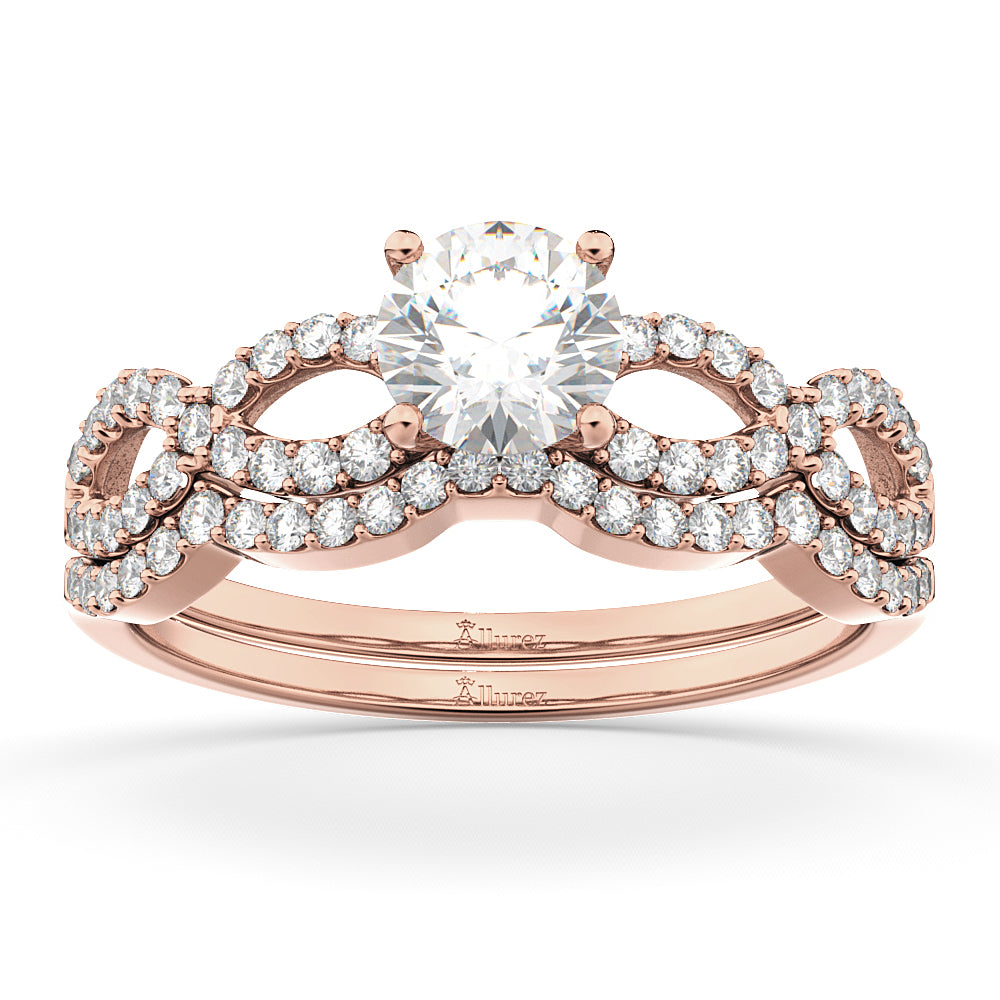 Infinity Twisted Lab Diamond Matching Bridal Set in 14K Rose Gold (0.34ct)
