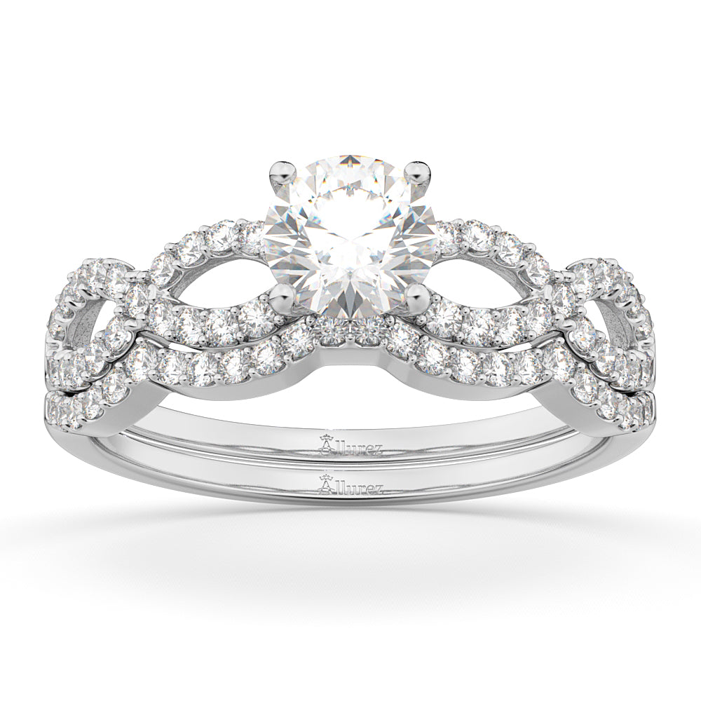 Infinity Twisted Lab Grown Diamond Matching Bridal Set in 18K White Gold (0.34ct)