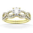 Infinity Twisted Lab Diamond Matching Bridal Set in 18K Yellow Gold (0.34ct)