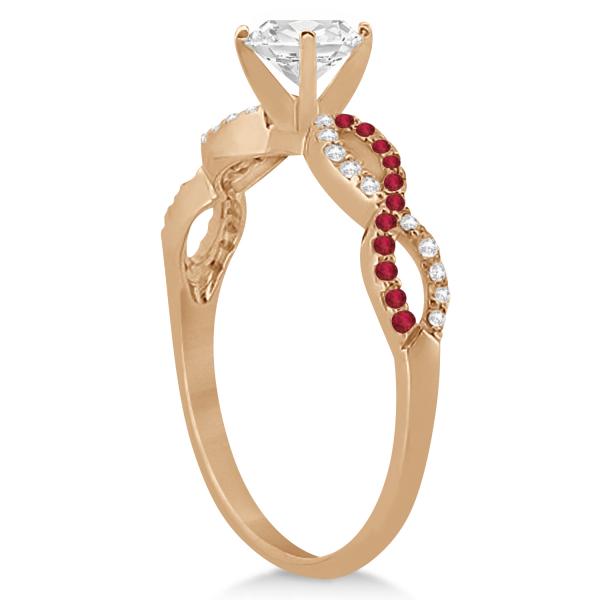 Infinity Twisted Round Diamond Ruby Bridal Set 14k Rose Gold (1.63ct)