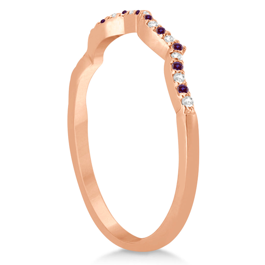 Infinity Style Alexandrite & Diamond Bridal Set 14k Rose Gold 1.29ct